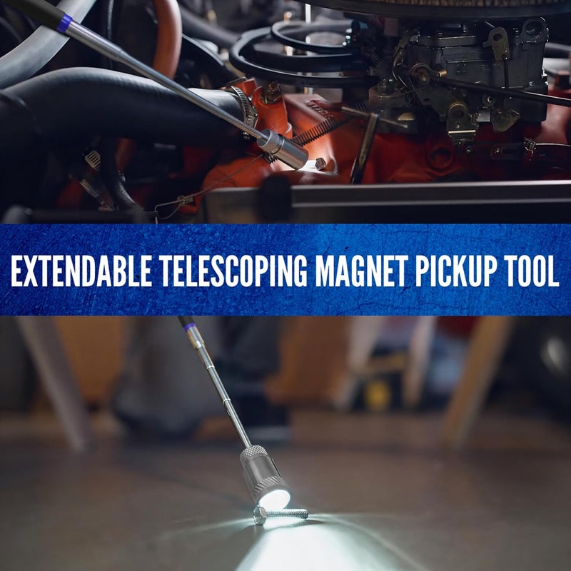 DWH 18 Pcs Precision Pick and Hooks Set, Trim Removal Tool Kit with Scraper Telescoping Magnetic Pickup Tool Panel Clip Plier Fastener Remover, Metal Plastic Trim Tools, Automotive Mechanic Bag, Blue - Image 4